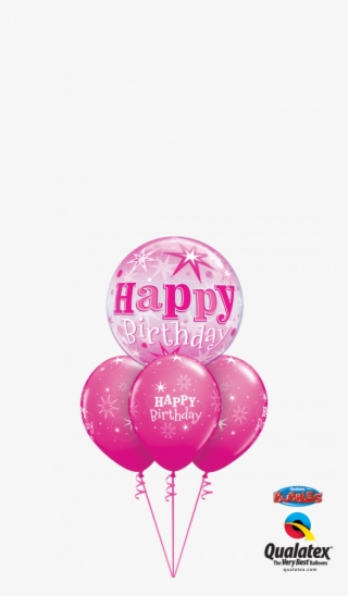 Pink Birthday Sparkle Layered Bubble - Balloon