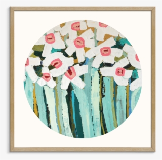 White Daisies Round - Picture Frame