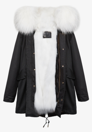 Black Parka White Fox - Fur Clothing