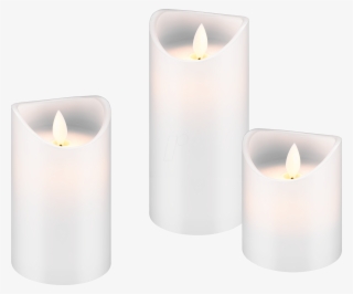 Set Of 3 Led Real Wax Candles, White Goobay - Advent Candle