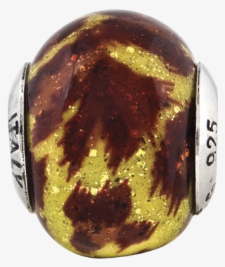 Sterling Silver Reflection Yellow With Brown Glitter - Ring