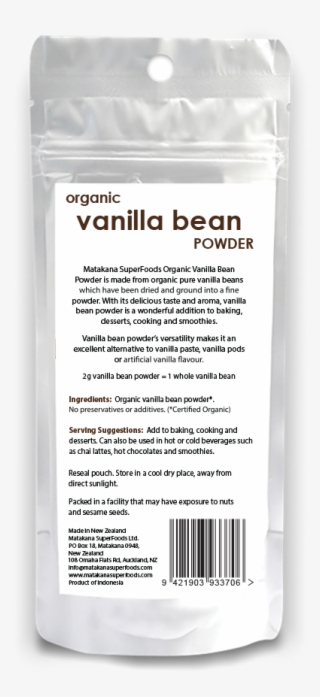 Organic Vanilla Bean Powder - Plastic