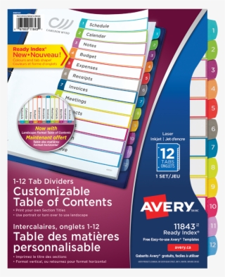 Avery® Ready Index® Customizable Table Of Contents - 11842 Avery Dividers