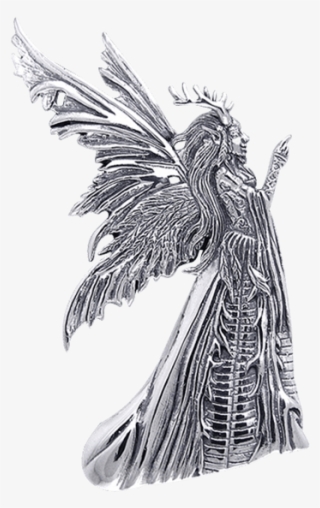 White Bronze Green Woman Fairy Pendant - Illustration