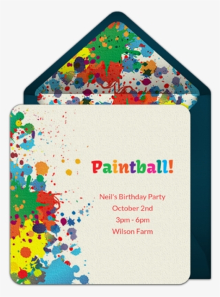 Paintball Splatter Online Invitation - Paintball Party Birthday Card