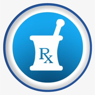 Mortar Pestle Rx Symbol Blue Button - Mortar And Pestle Rx Symbol