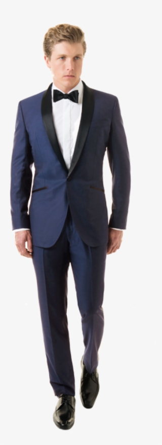 Solid Royal Blue Shawl Tuxedo - Navy Suit And Green Tie