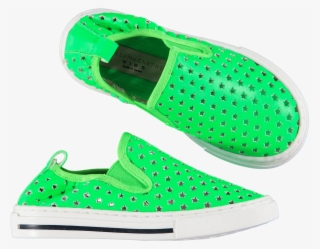 Picture Of "leo" Neon Green Star Shoes - Slip-on Shoe