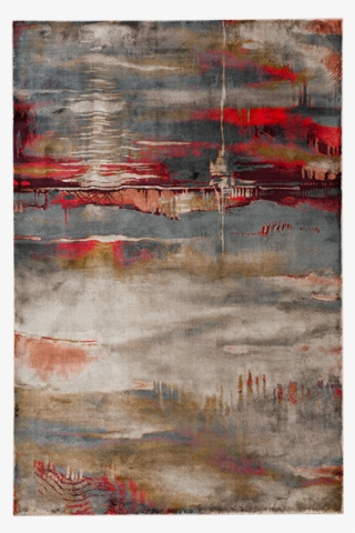 Image For 63x91" Grey, Red And Brown Rug From Brault - Painting