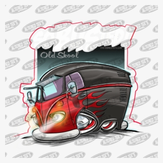 Vw Bus Red Flames - Illustration