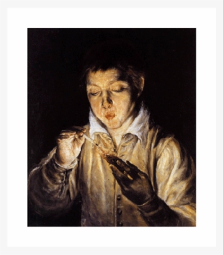 A Boy Blowing On An Ember To Light A Candle - Boy Blowing On An Ember To Light A Candle