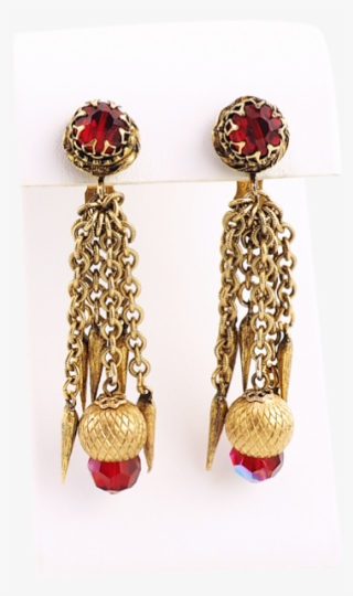 Vintage Red Crystal Earrings - Earrings