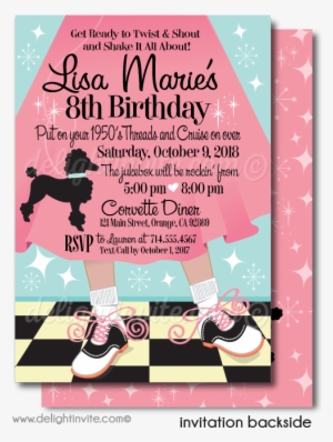 1950's Birthday Party Poodle Skirt Invitations - Do Wah Diddy Me