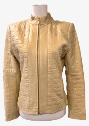 John Collection Light Gold Leather Moto Jacket Lined - Clothing