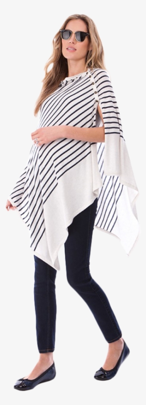 Séraphine Mia Striped Nautical Maternity Shawl, White/navy