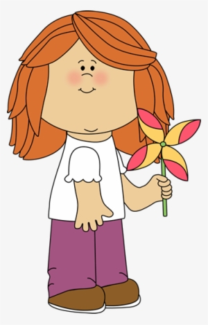 Girl With Spring Pinwheel Kids Clip Art - Sitting Criss Cross Clipart