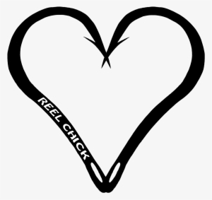 Image Black And White Fish Hook Heart Clipart - Fish Hook Heart