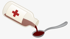 Cough Syrup And Spoon - Kids Medicine Clipart