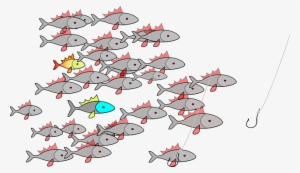 Fishing, Fishes, Swarm, Shoal, Fish Hook, Fishhook - School Of Fishing Shower Curtain