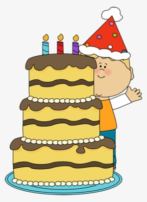Boy With Birthday Cake - Big Cake Clipart Png