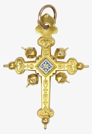French Antique 18k Gold 'jeannette' Cross Pendant - Jewellery