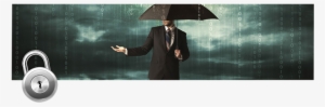 Guy With A Suit Blocking The Binary Code Rainfall - Data