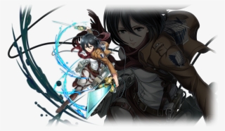 Eren, Mikasa And Levi Character Visuals - Shironeko Project Shingeki No Kyojin