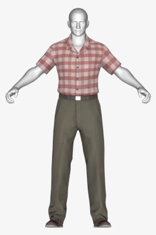 Checkered Shirt And Slacks - Standing