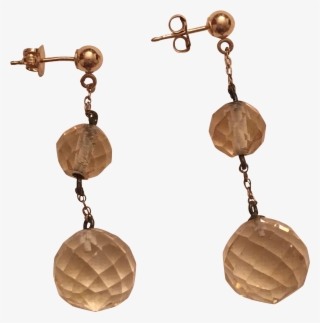 Upcycled Antique Graduated Faceted Citrine Beaded Earrings - Earrings