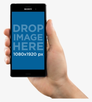 Sony Xperia Z5 Mockup In Vertical Position Over A Png - Hand Holding Iphone 7 Png
