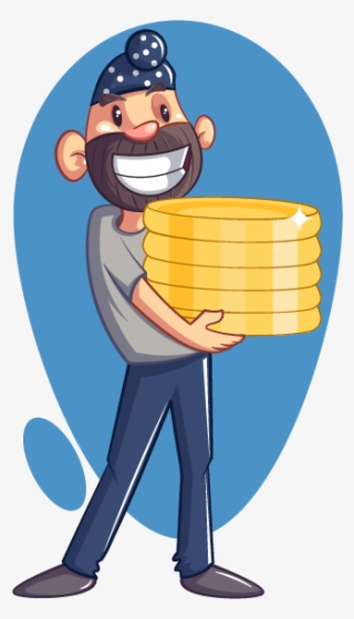 Punjabi Sardar With Gold Coin - Cartoon