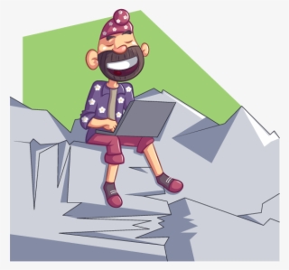 Punjabi Sardar Working On Laptop - Illustration