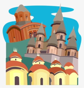 Vector Illustration Of Hangseswari Temple, Ramakrishna - Cartoon India Temple