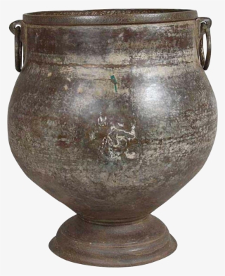 Large South Indian Hammered Brass Water Storage Pot - Earthenware