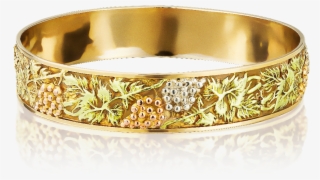 18ct Gold Slave Bangle Embossed With Grapevines - Bangle