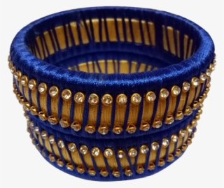 Blue With Stone Kada Bangle Set - Storage Basket
