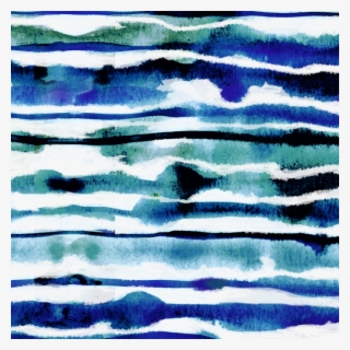 Blue Watercolor Stripe On Paper In Blues And Aquas - Watercolor Paint