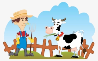 Svg Royalty Free Stock Cattle Farmer Dairy And Cow - Farmer And Cow Cartoon