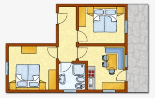 60 M² For 2 To 4 Persons - Floor Plan