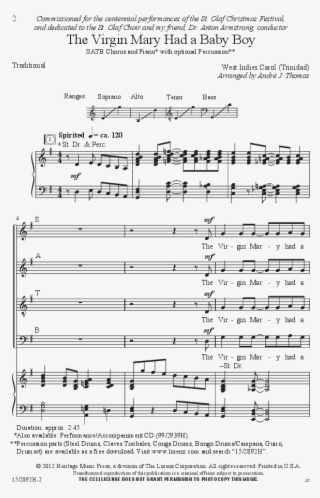 The Virgin Mary Had A Baby Boy Thumbnail - Sheet Music