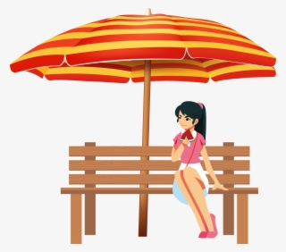 Hand Drawn Cartoon Girl Vacation Decoration Vector - Umbrella