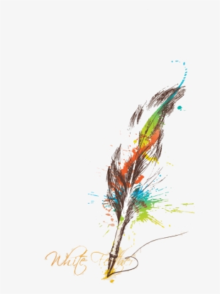 Irregular Color Feathers Paper Ink Feather Quill Clipart - Feather Pen Watercolour Tattoo