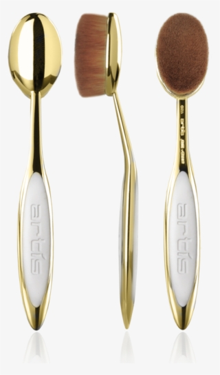 Artis Elite Gold Oval 7 3 Views With Reflections Copy - Oval Makeup Brushes Artis