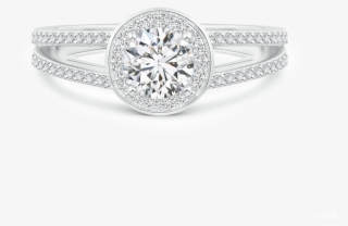 Round Lab Grown Diamond Split Shank Ring With Halo - Pre-engagement Ring