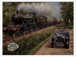 Gwr And The Car Train Art, British Rail, Railroad Tracks, - Locomotive