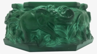Malachite Elephant Ashtray In The Style Of Schlevogt - Indian Elephant