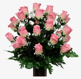 Md1088 Pink Roses With Babys Breath3 - Flowers For Cemetery