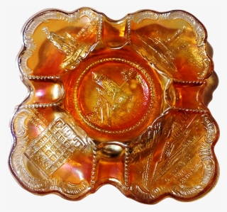 Millersburg Cleveland Memorial Marigold Souvenir Ashtray - Carving
