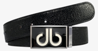 Black Stingray Texture Leather Belt - Belt