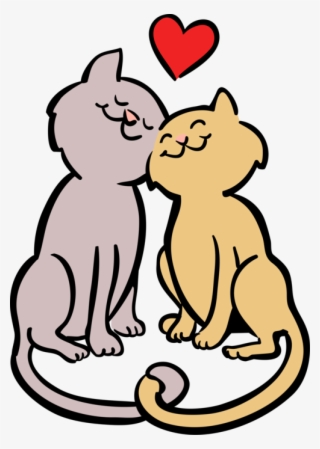 Vector Illustration Of Romantic Kitten Cats In Love - Cats In Love Clipart